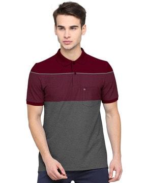 regular fit colourblock polo t-shirt