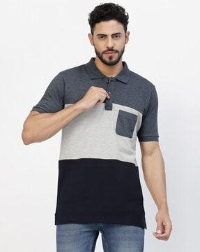 regular fit colourblock polo t-shirt