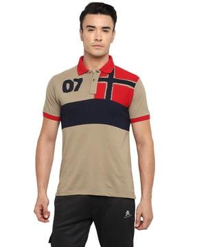 regular fit colourblock polo t-shirt