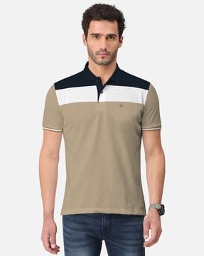 regular fit colourblock polo t-shirt