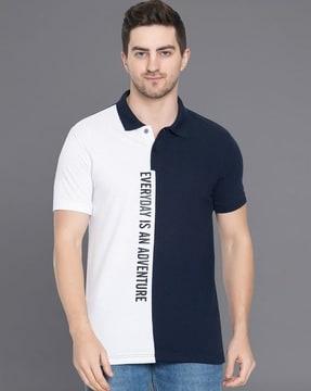 regular fit colourblock polo t-shirt