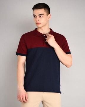 regular fit colourblock polo t-shirt