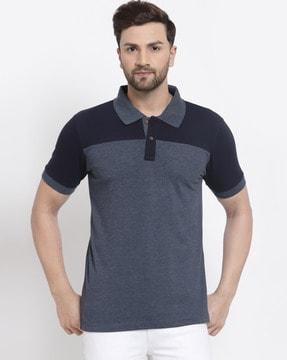 regular fit colourblock polo t-shirt