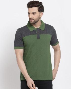 regular fit colourblock polo t-shirt