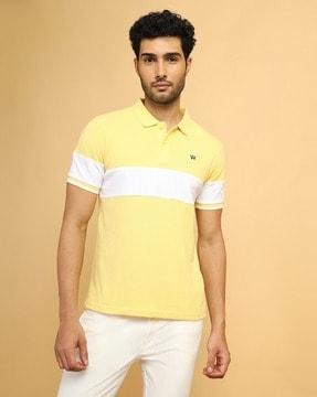 regular fit colourblock polo t-shirt