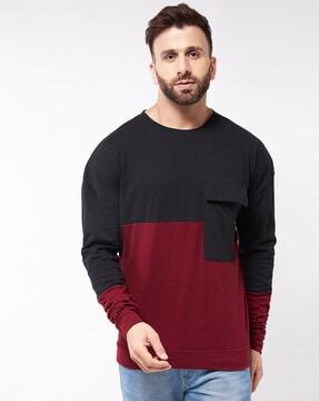 regular fit colourblock round-neck t-shirt