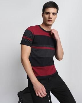 regular fit colourblock round-neck t-shirt