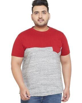 regular fit colourblock t-shirt with patch pocket