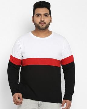 regular fit colourblocked crew-neck t-shirt