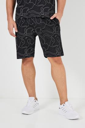 regular fit cotton blend men's casual wear shorts - black