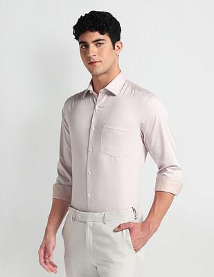 regular fit cotton blend shirt