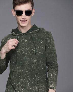 regular fit cotton hooded t-shirt