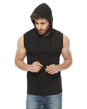 regular fit cotton hooded t-shirt