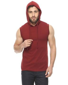 regular fit cotton hooded t-shirt