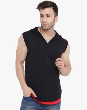 regular fit cotton hooded t-shirt