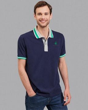 regular fit cotton polo t-shirt with embroidered logo