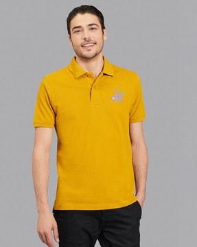 regular fit cotton polo t-shirt with embroidered logo