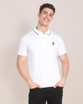 regular fit cotton polo t-shirt with embroidered logo