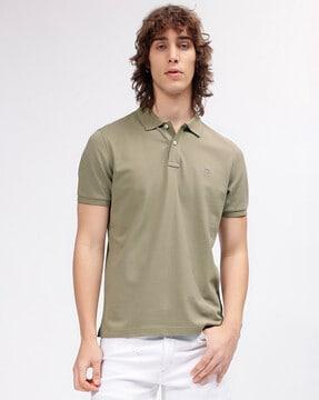 regular fit cotton polo t-shirt with logo embroidery