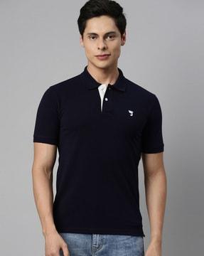 regular fit cotton polo t-shirt with side vents