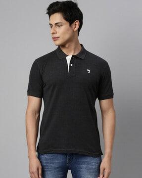 regular fit cotton polo t-shirt with side vents