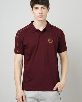 regular fit cotton polo t-shirt with spread collar