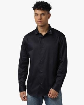 regular fit cotton satin shirt