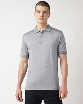 regular fit cotton silk polo t-shirt