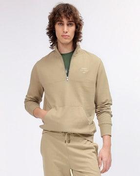 regular fit cotton sweatshirt with kangaroo pocket