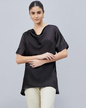 regular fit cowl-neck top