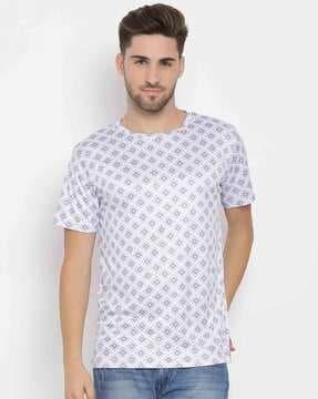 regular fit crew-neck geometric print t-shirt