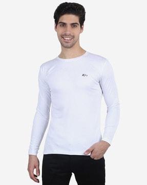 regular fit crew-neck nylon t-shirt