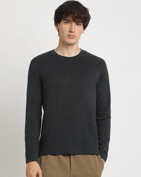 regular fit crew-neck t-shirt with brand embossed