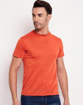 regular fit crew-neck t-shirt with brand print