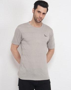 regular fit crew-neck t-shirt with brand print