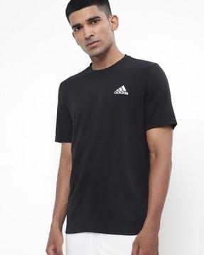 regular fit crew-neck t-shirt with contrast stripes