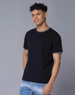 regular fit crew-neck t-shirt with contrast taping