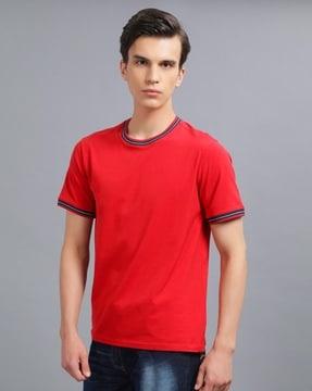 regular fit crew-neck t-shirt with contrast taping