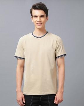 regular fit crew-neck t-shirt with contrast taping