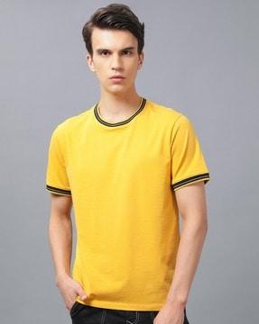 regular fit crew-neck t-shirt with contrast taping