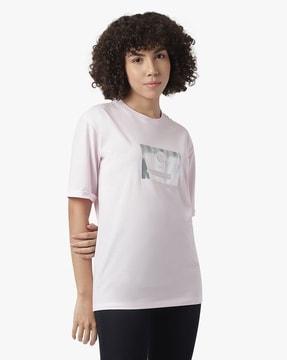 regular fit crew-neck t-shirt with foil logo print