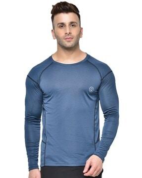 regular fit crew-neck t-shirt with full sleeves