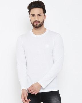 regular fit crew-neck t-shirt with full sleeves