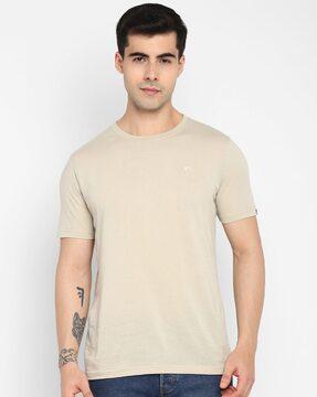 regular fit crew-neck t-shirt with logo embroidery