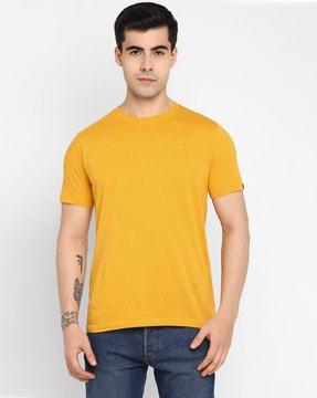 regular fit crew-neck t-shirt with logo embroidery