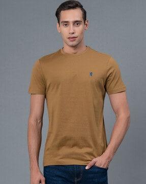 regular fit crew-neck t-shirt with logo embroidery