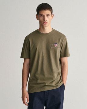 regular fit crew-neck t-shirt with logo embroidery