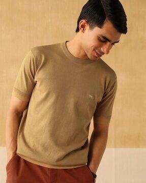 regular fit crew-neck t-shirt with logo embroidery