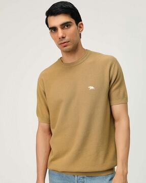 regular fit crew-neck t-shirt with logo embroidery