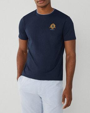 regular fit crew-neck t-shirt with logo embroidery